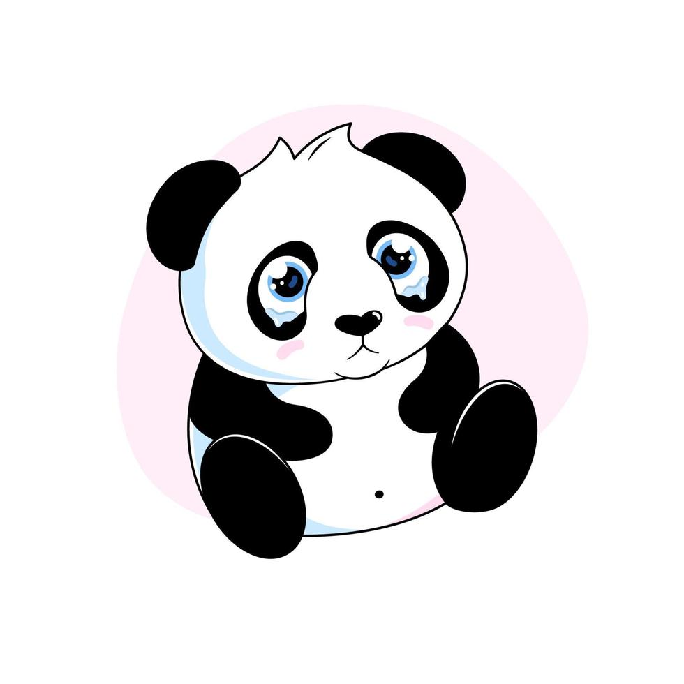 Cute panda crying vector