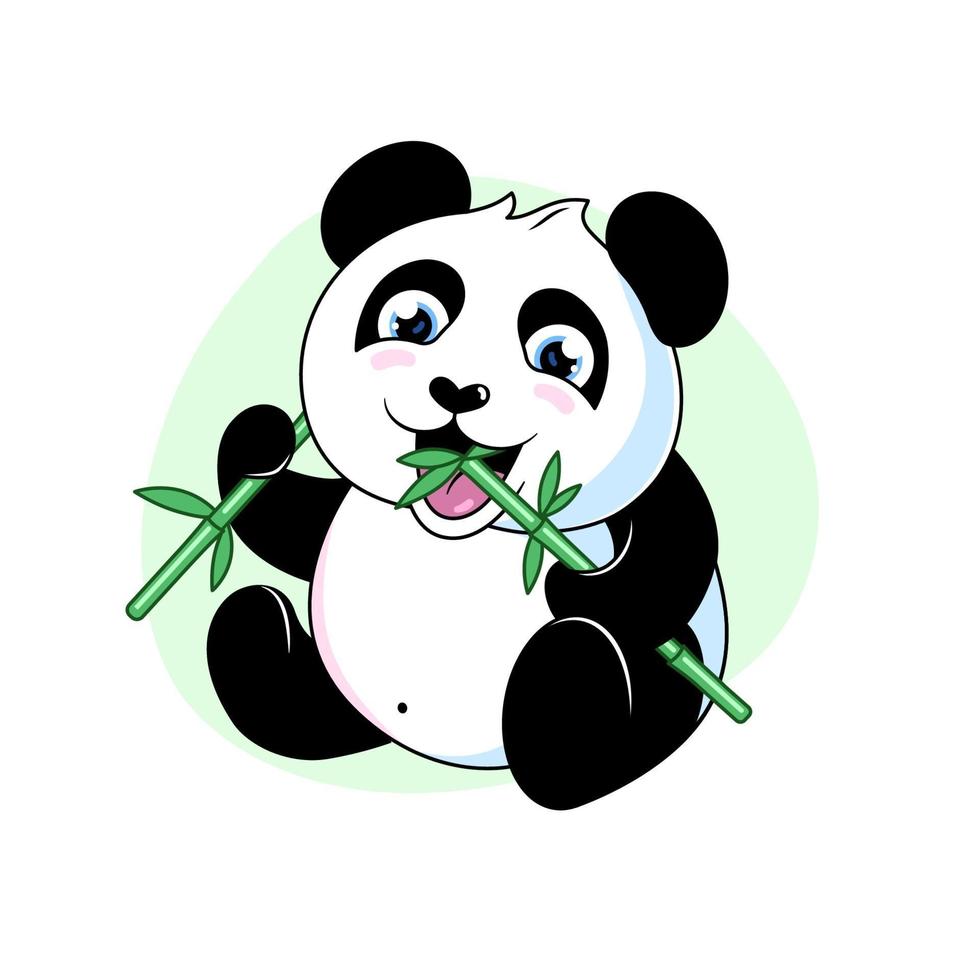 panda con una rama de bambú vector