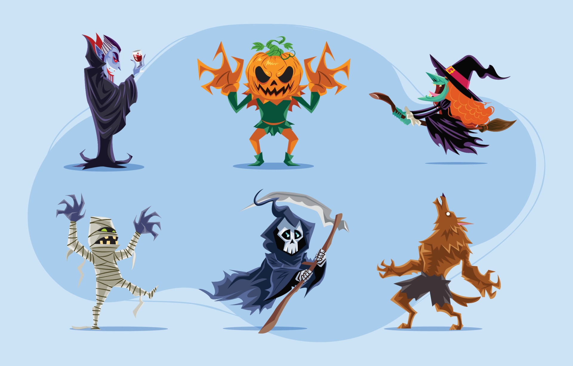 Halloween Monsters Character Pack 3226305 Vector Art at Vecteezy