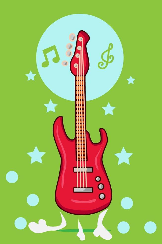Bass guitar cartoon illustration vector