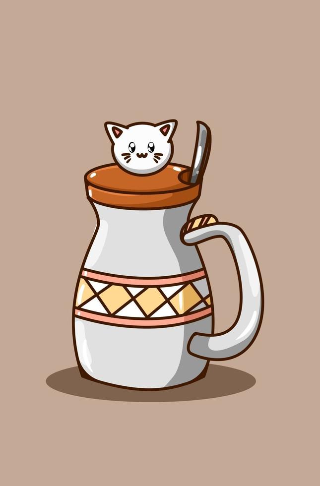 cute drink bottle with cute cat vector