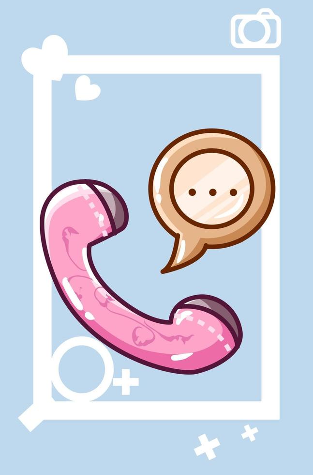 a cute phone call icon vector