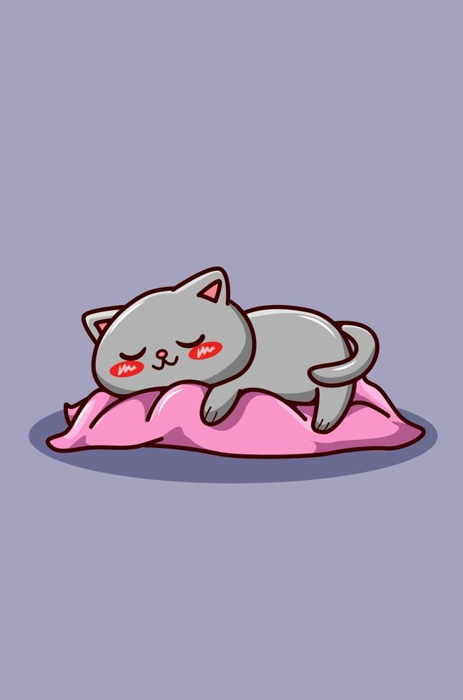 un lindo gato soñoliento en la almohada vector