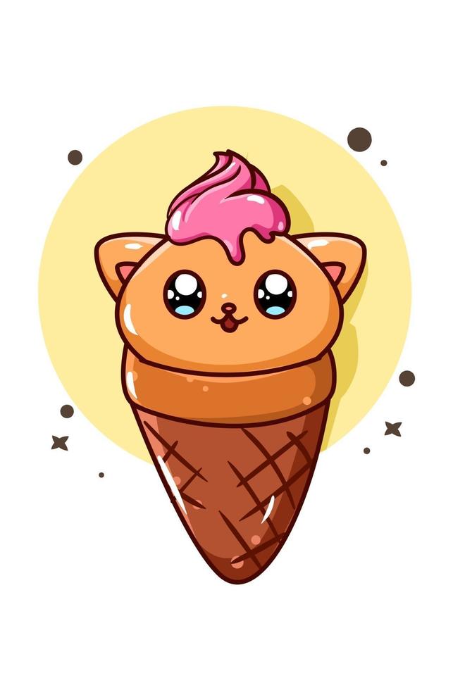 cute ice cream cat vector