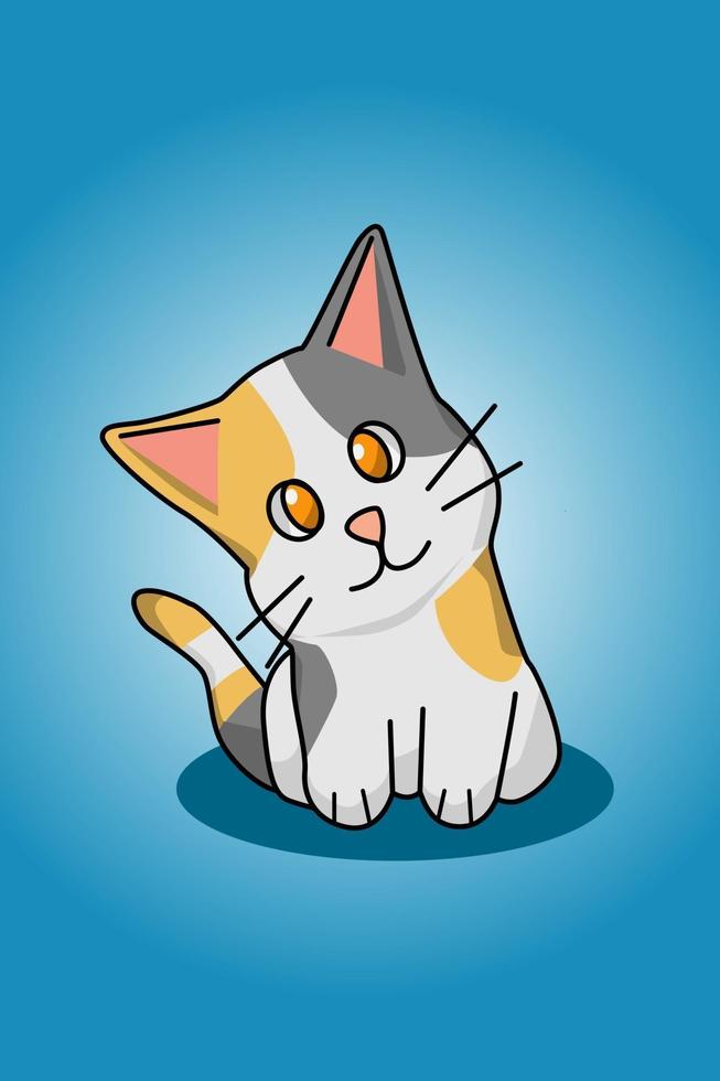 Cute cat cartoon illustration vector