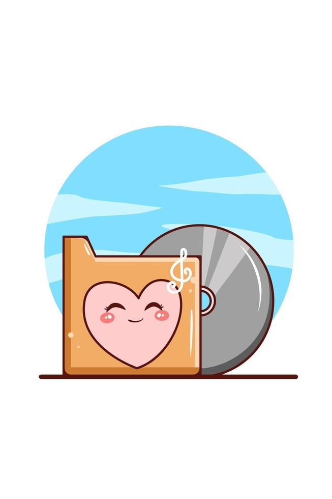 Cassette folder music icon cartoon illustration vector