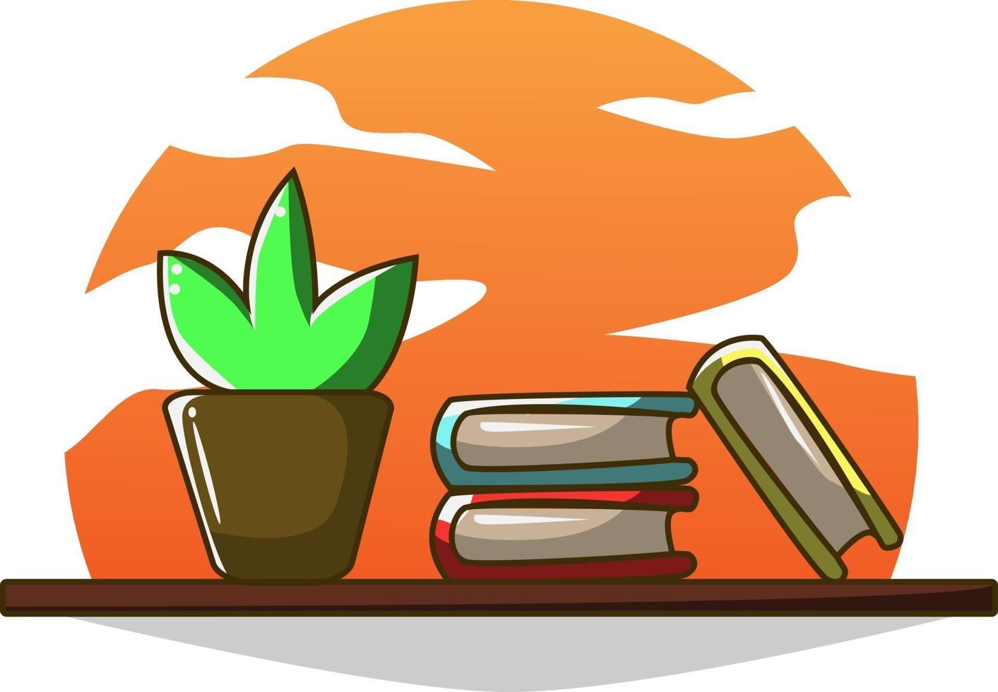 Books and plant vector