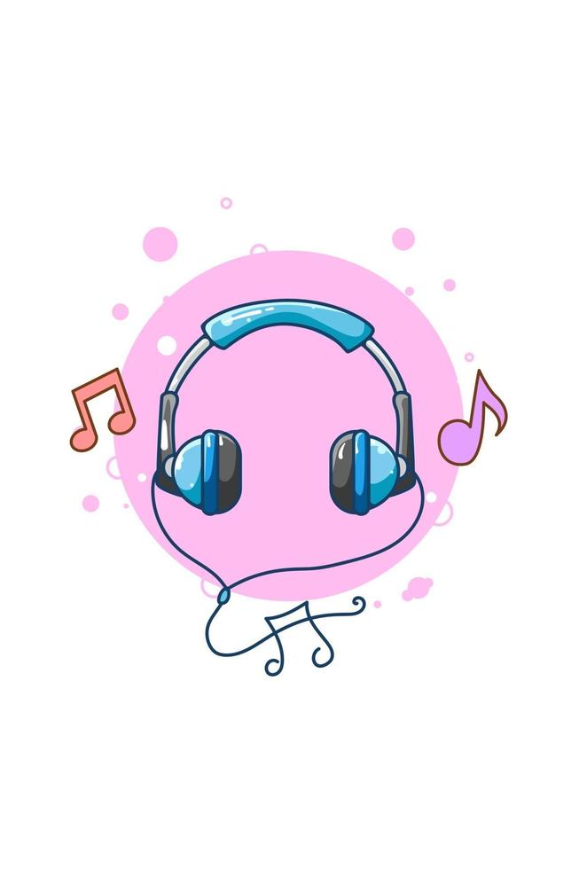 auriculares para la ilustración de dibujos animados de icono de música vector