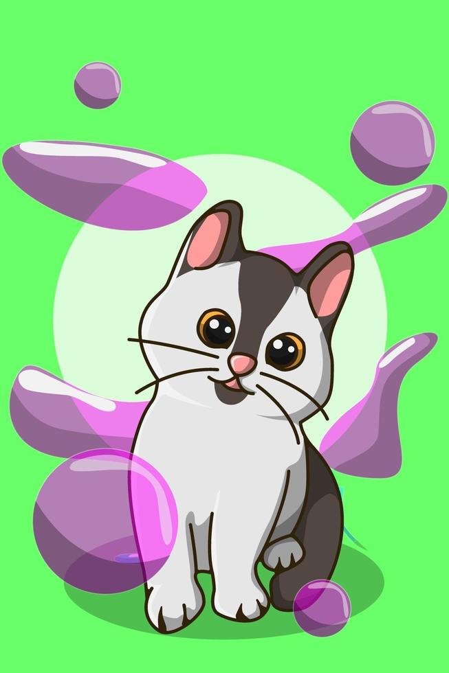 Curious cat cartoon illustration vector