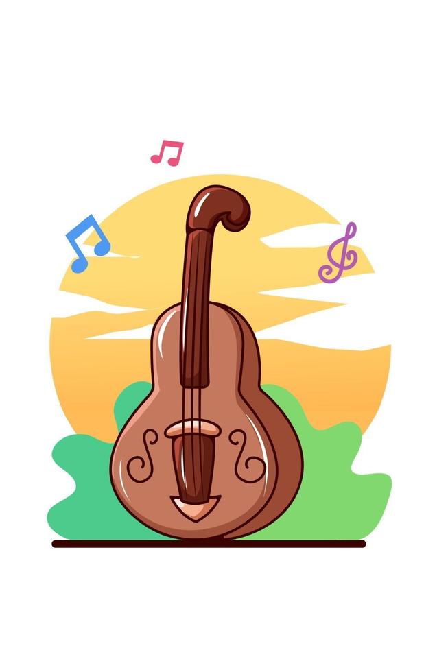 Violin musical instrument cartoon illustration vector