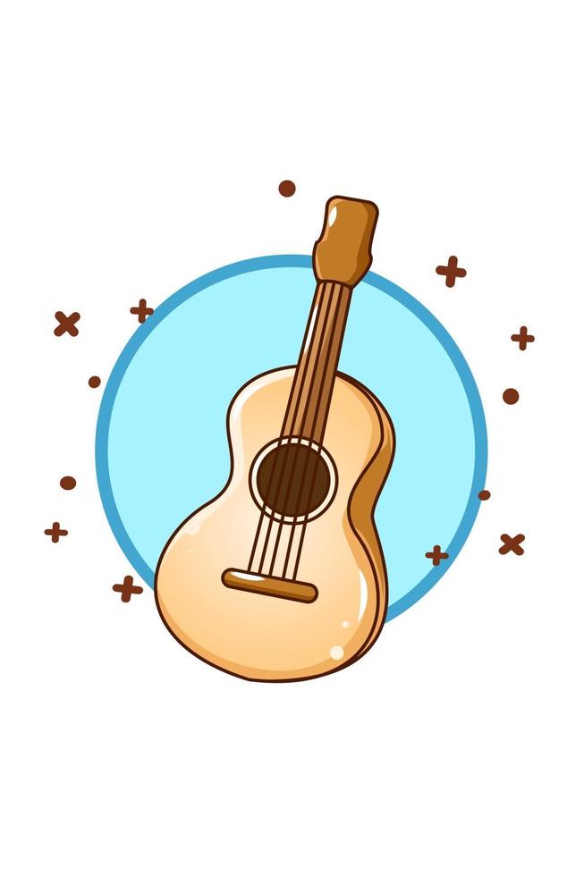 ilustración de dibujos animados de icono de guitarra acústica vector