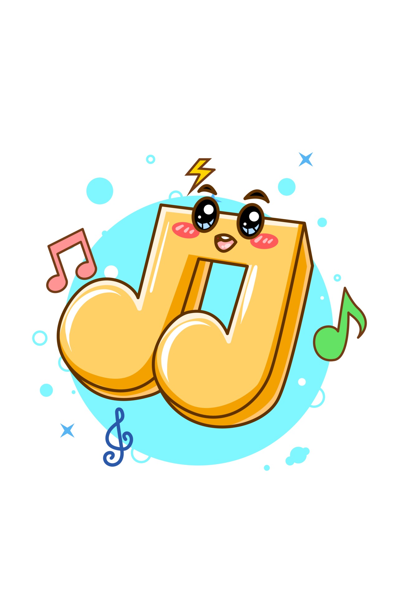 Cute and funny music notes cartoon illustration 3226738 Vector Art at  Vecteezy