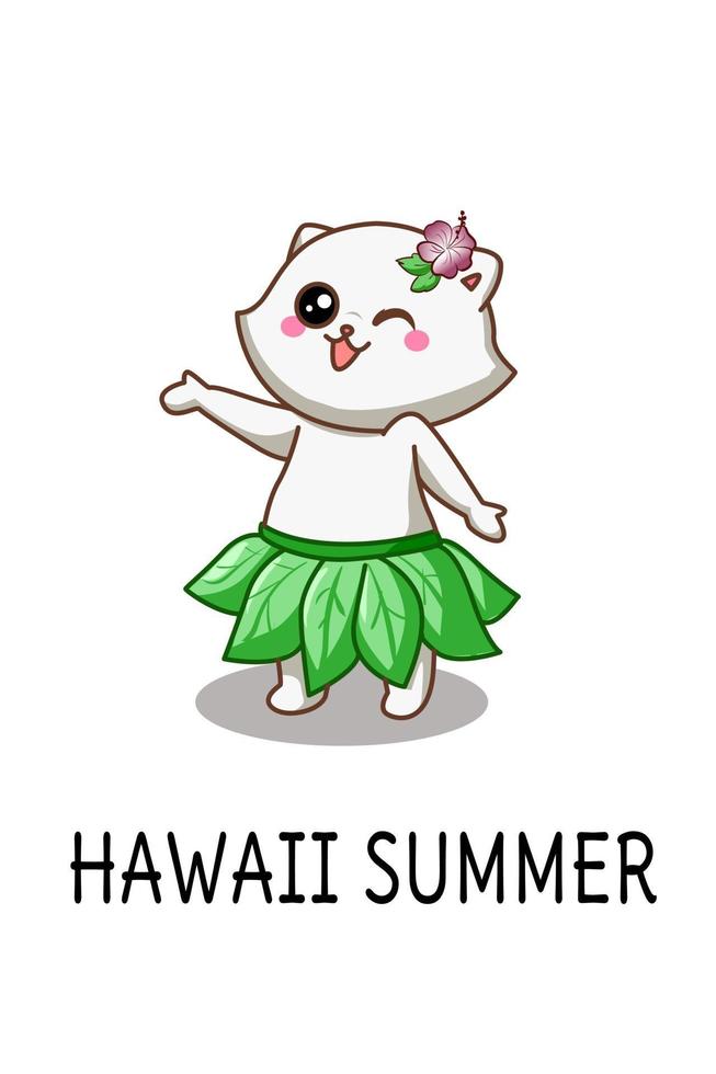 lindo gato feliz en hawaii vector