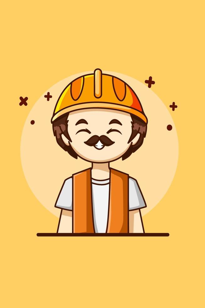 ilustración de dibujos animados del día del trabajo de trabajador de construcción vector