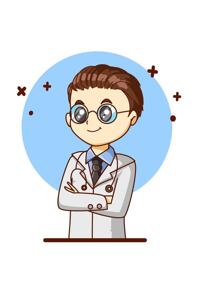 médico de personaje de diseño para la ilustración de dibujos animados del día del trabajo vector