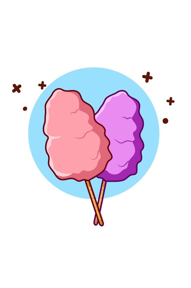 ilustración de dibujos animados de comida de azúcar de algodón dulce vector