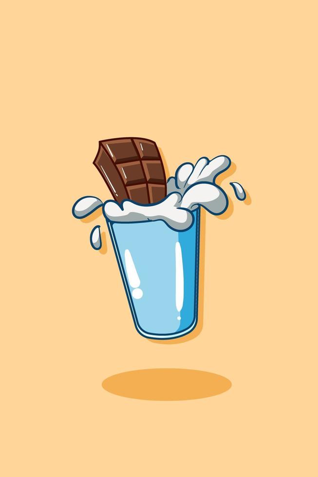 Milk with chocolate cartoon illustration vector