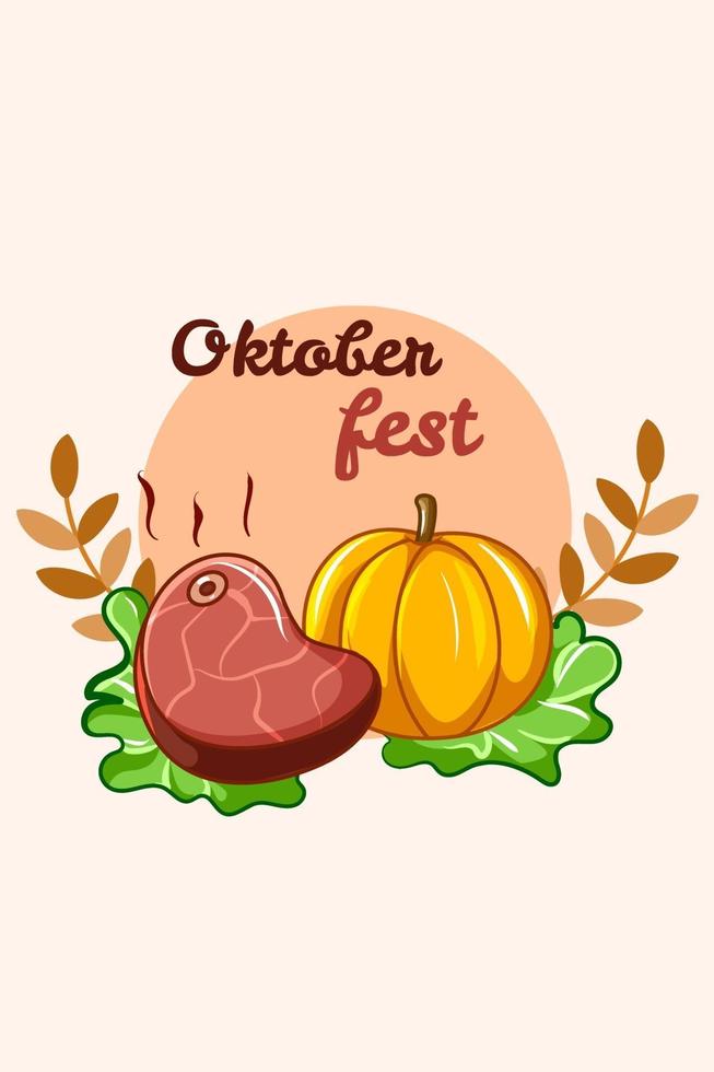 Carne con calabaza icono de oktoberfest ilustración de dibujos animados vector