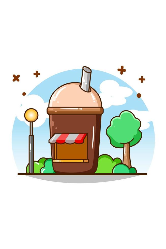 Drink and coffee shop cartoon illustration vector