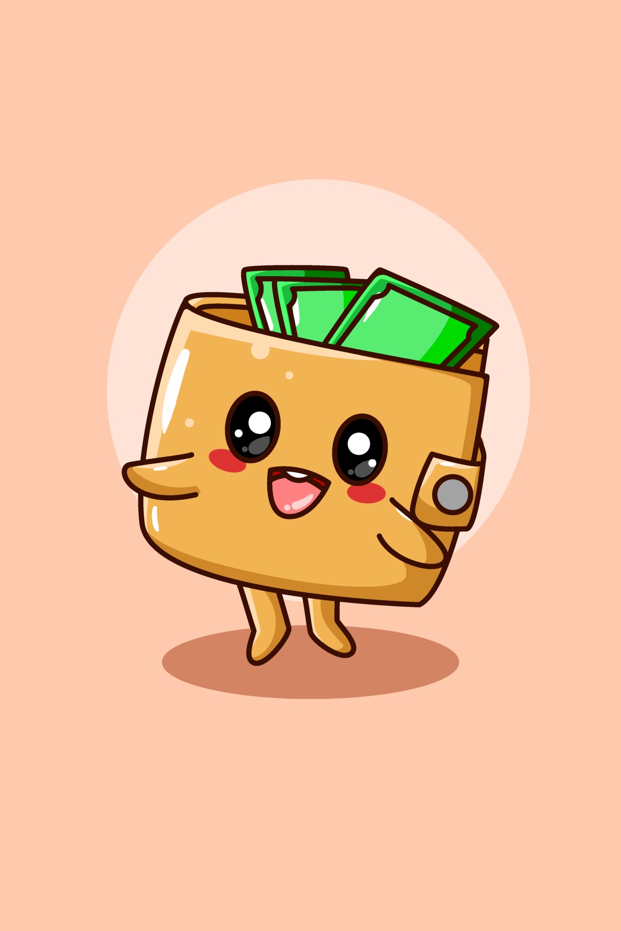 Cute and happy wallet with money cartoon illustration 3226897 Vector