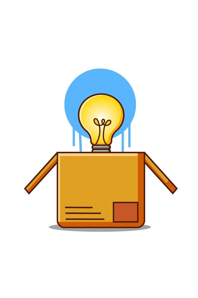 Box with lamp cartoon good idea illustration vector