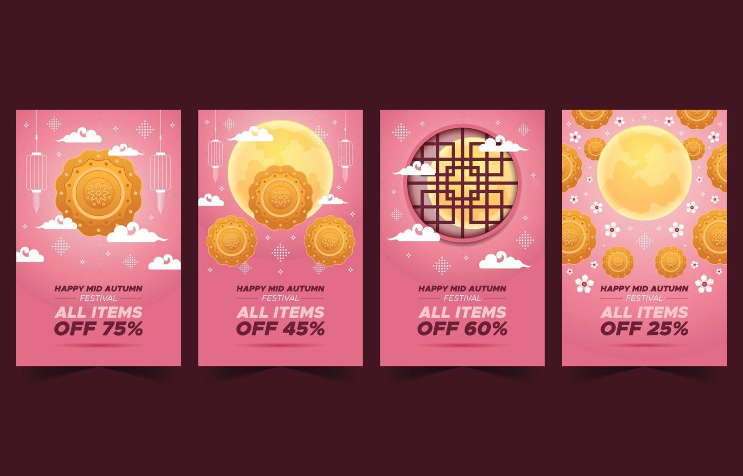 Mid Autumn Gift Cards vector