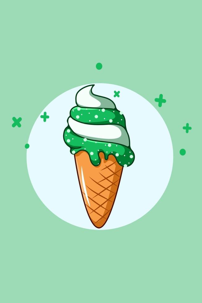 Ilustración de vector de icono de helado matcha