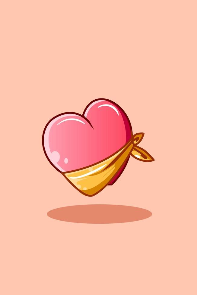 Cute heart with scarf icon cartoon illustration vector