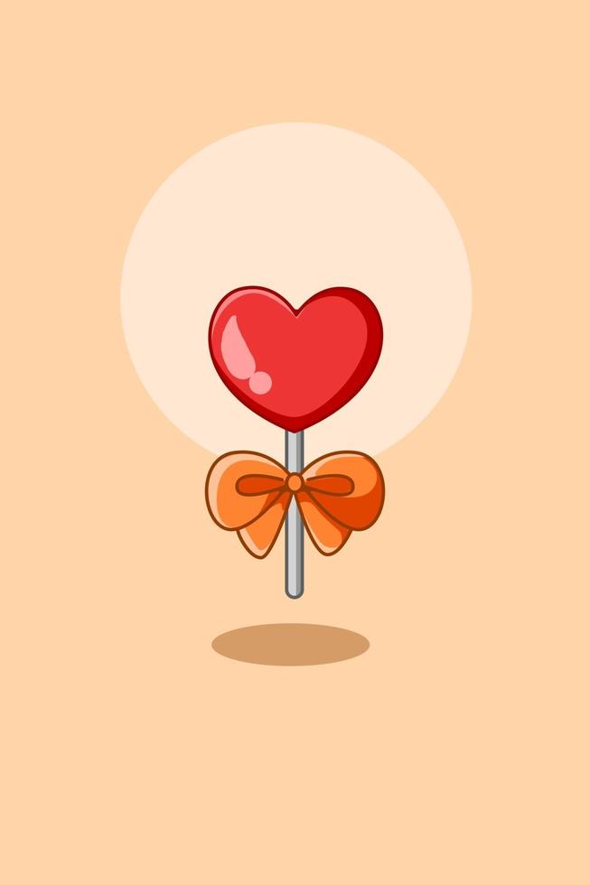 Sweet heart candy food cartoon illustration vector