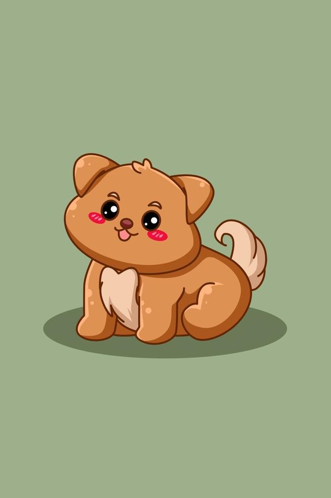 Cute and happy dog animal day cartoon illustration vector