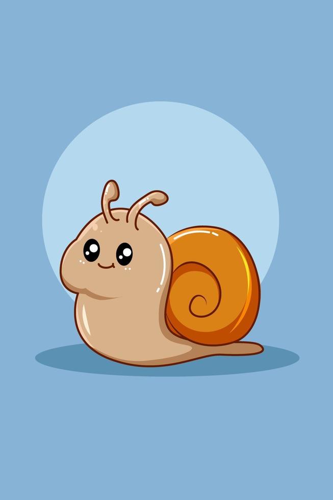 Cute snail animal cartoon illustration vector