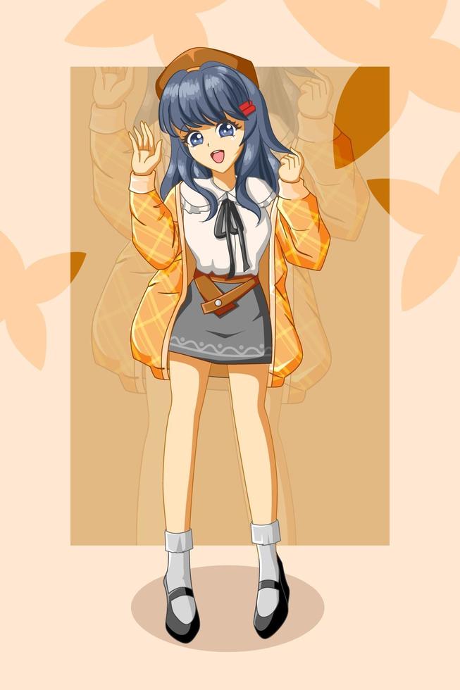 Design character of beautiful girl with jacket illustration vector