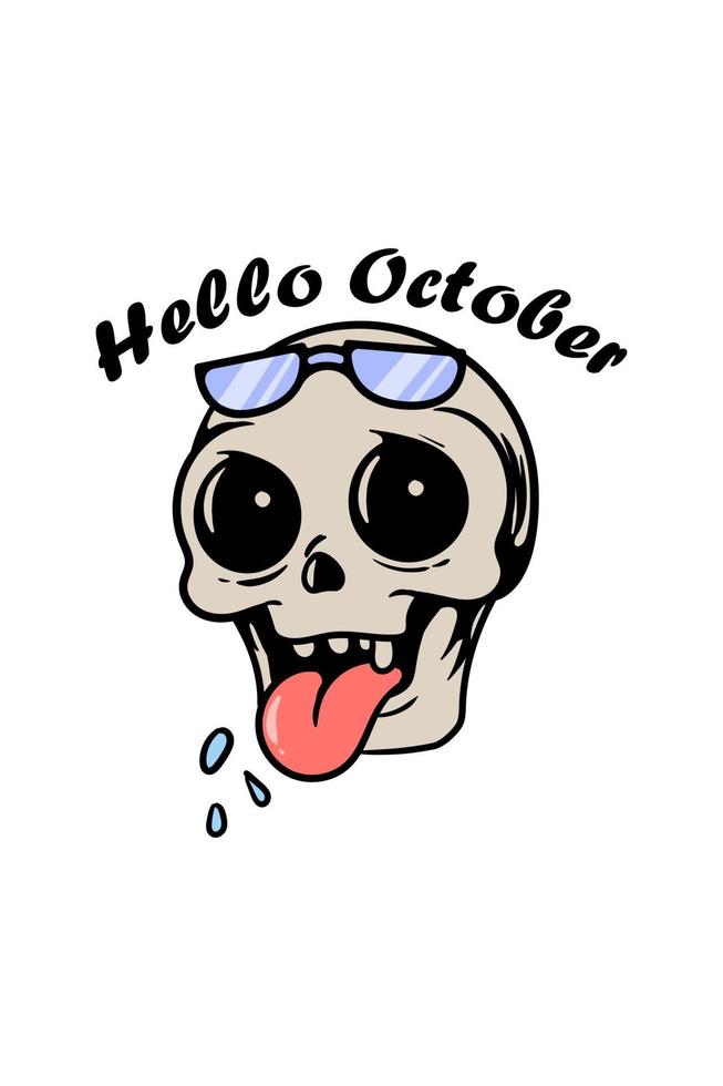 cute skull with hello october vector