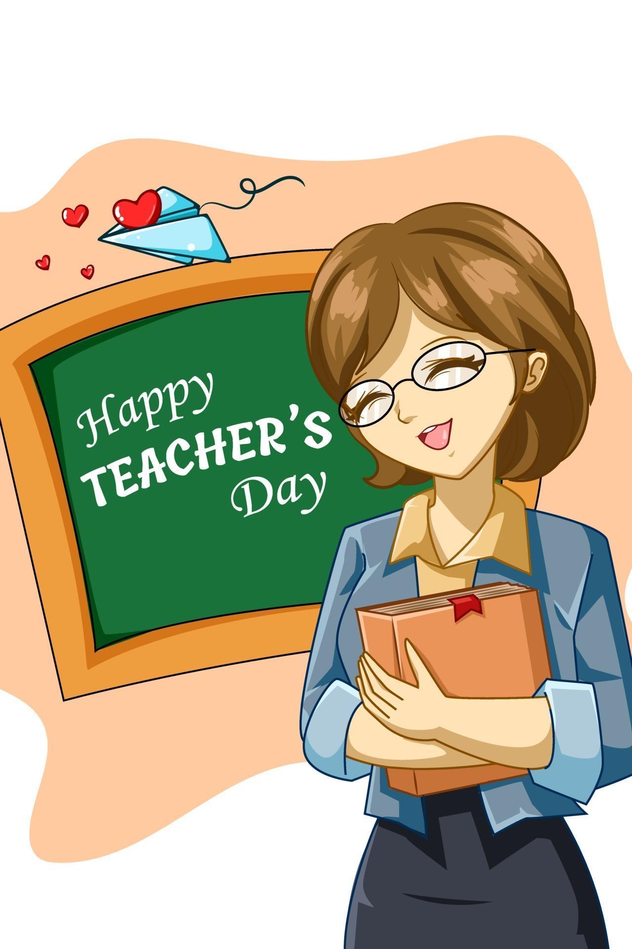 Design character of happy teacher's day cartoon illustration 3227052