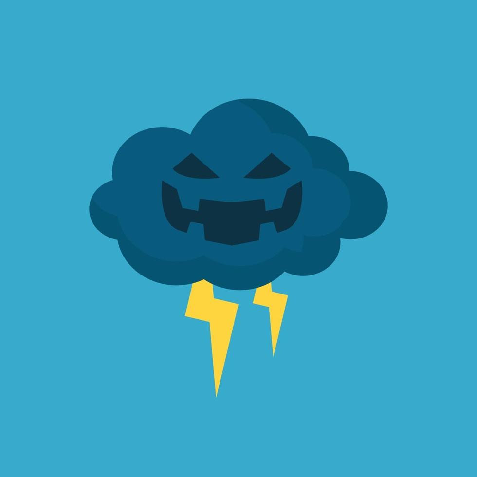 vector cloud with halloween pumpkin face illustration