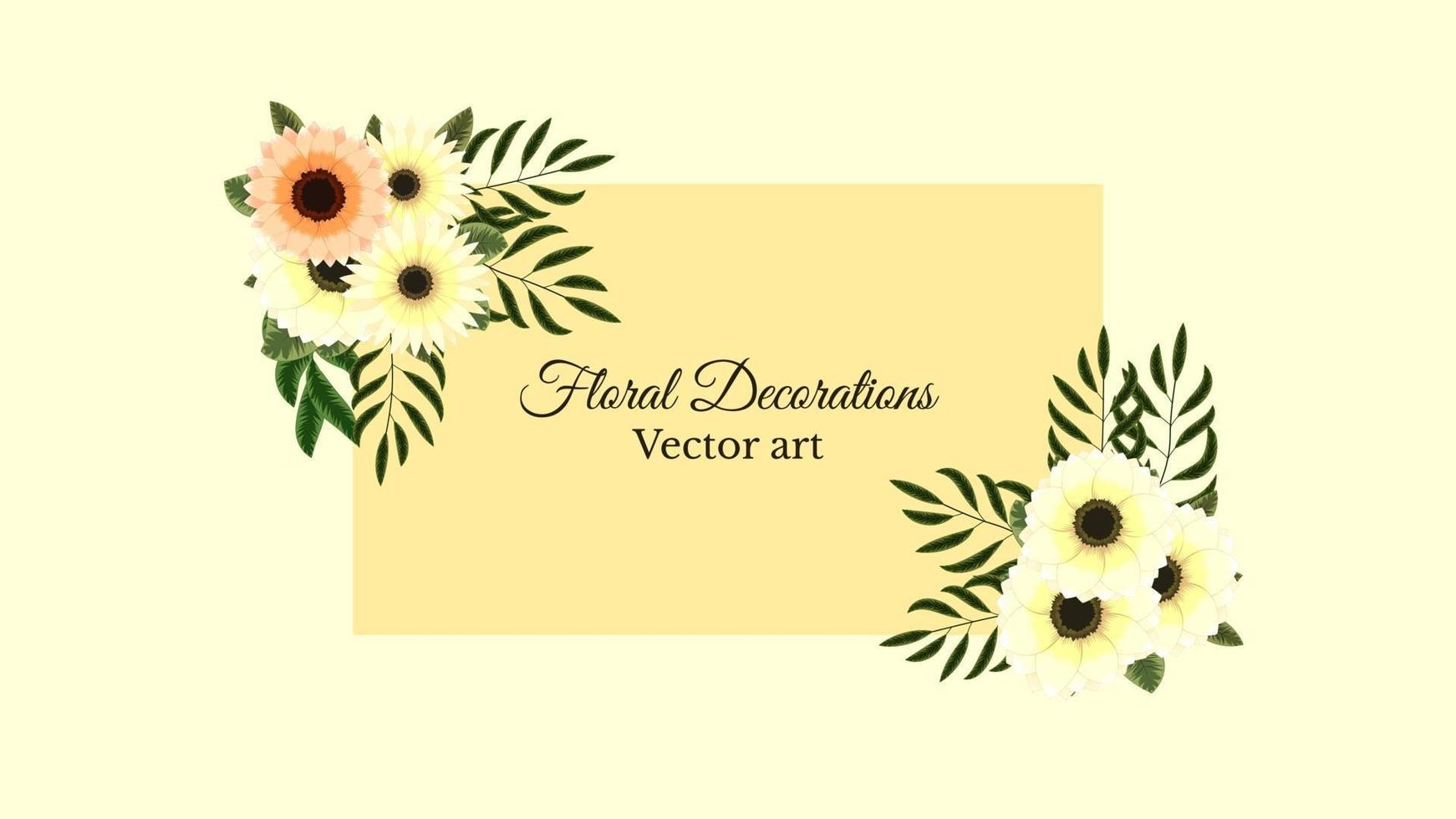 conjunto de elementos florales vectoriales marcos de flores tarjetas de felicitación detalladas vector