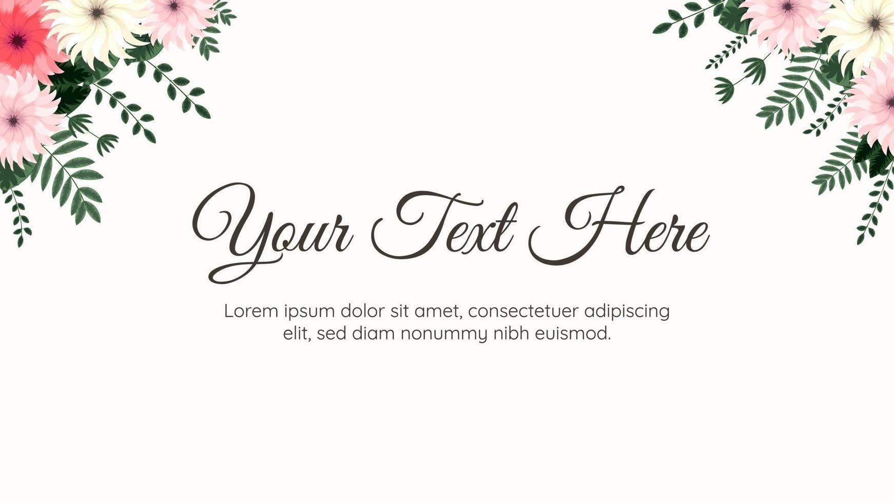 Elegant floral background template with flowers, web, social media vector