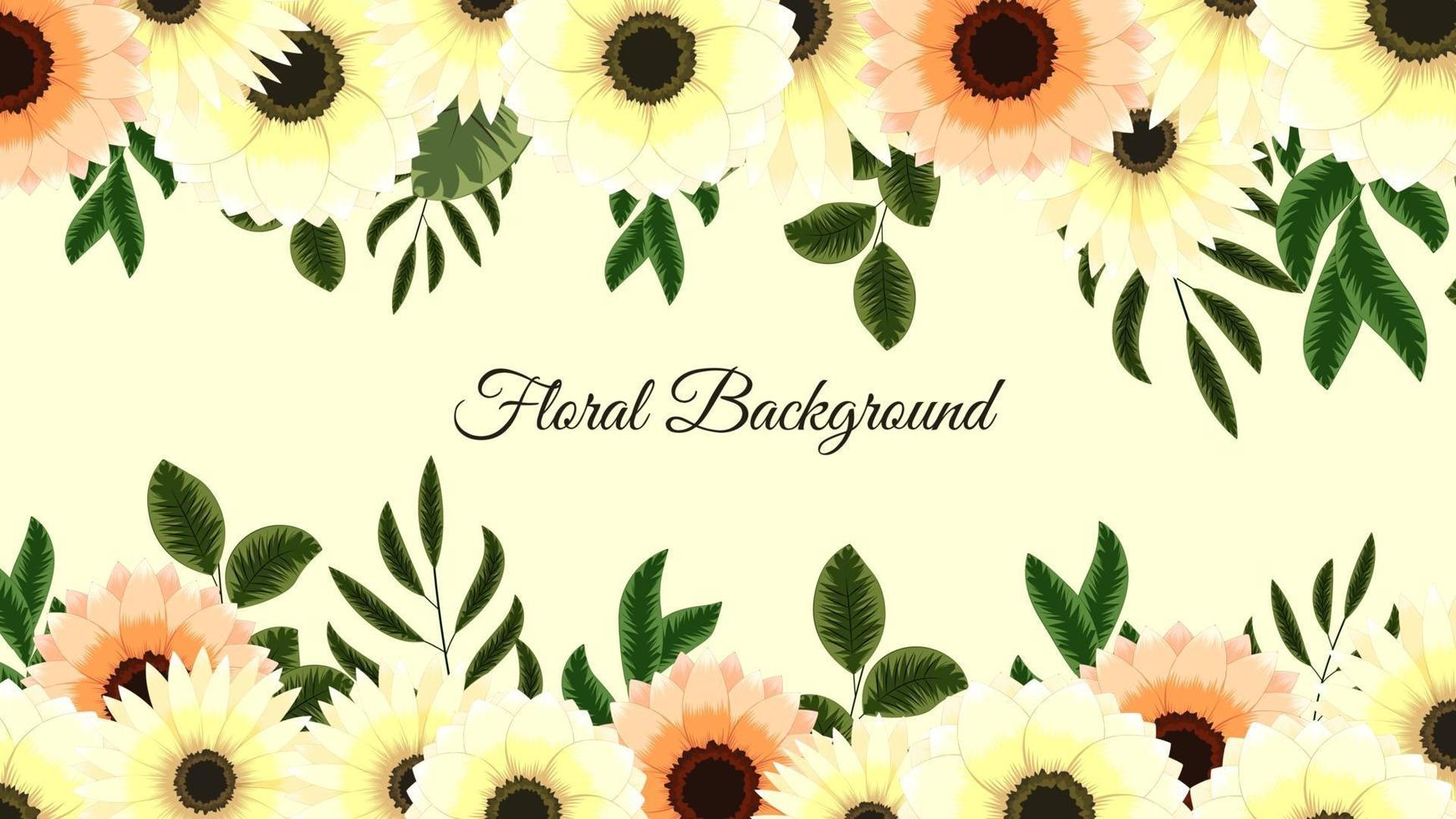 Colorful spring floral background template with elegant flowers. vector