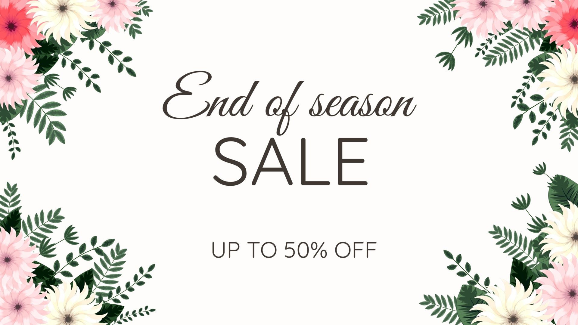 Floral border Fashion Sale frame card template for web background