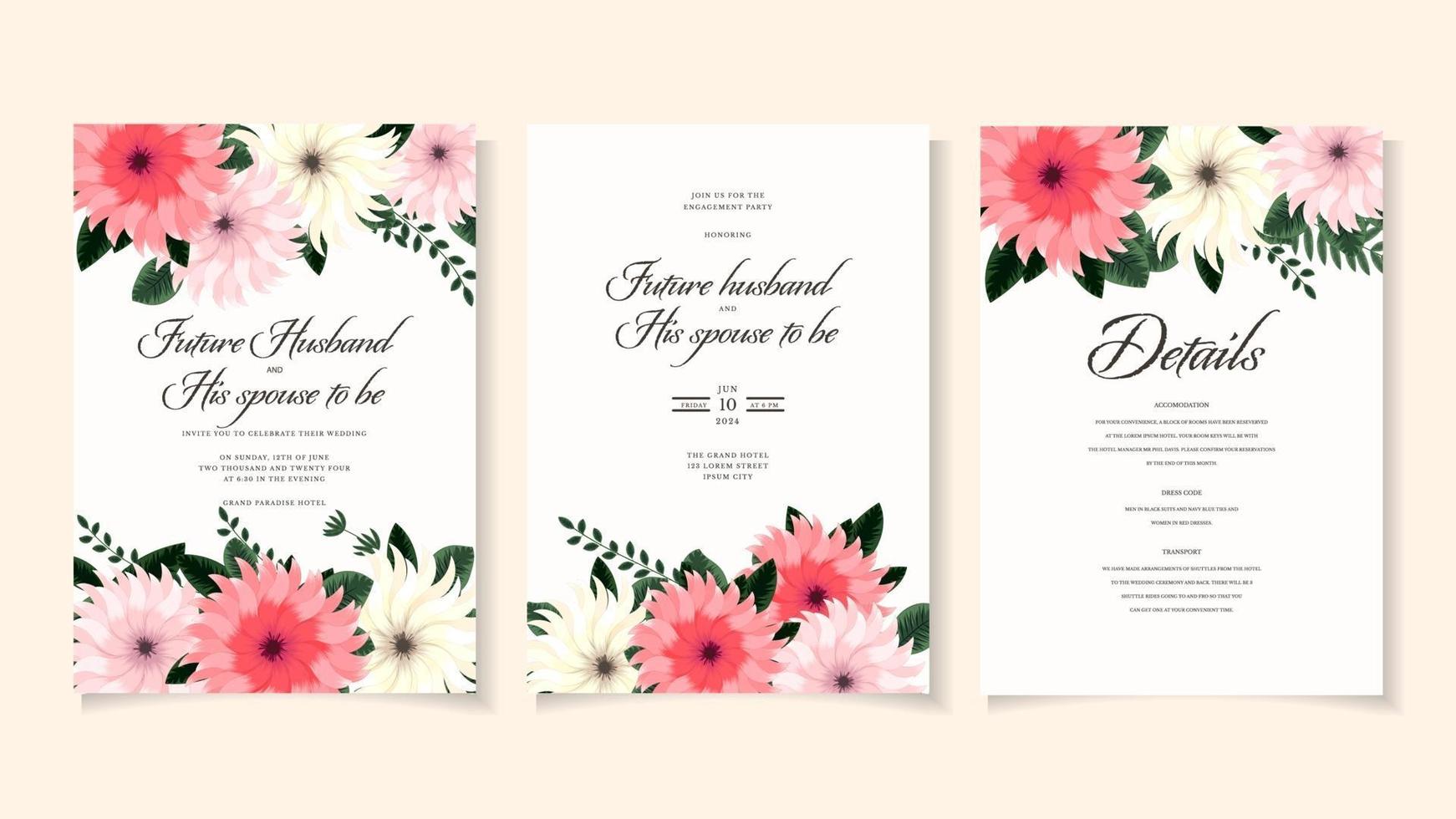 romántico botánico floral boda invitar flor gracias rsvp guardar la fecha vector