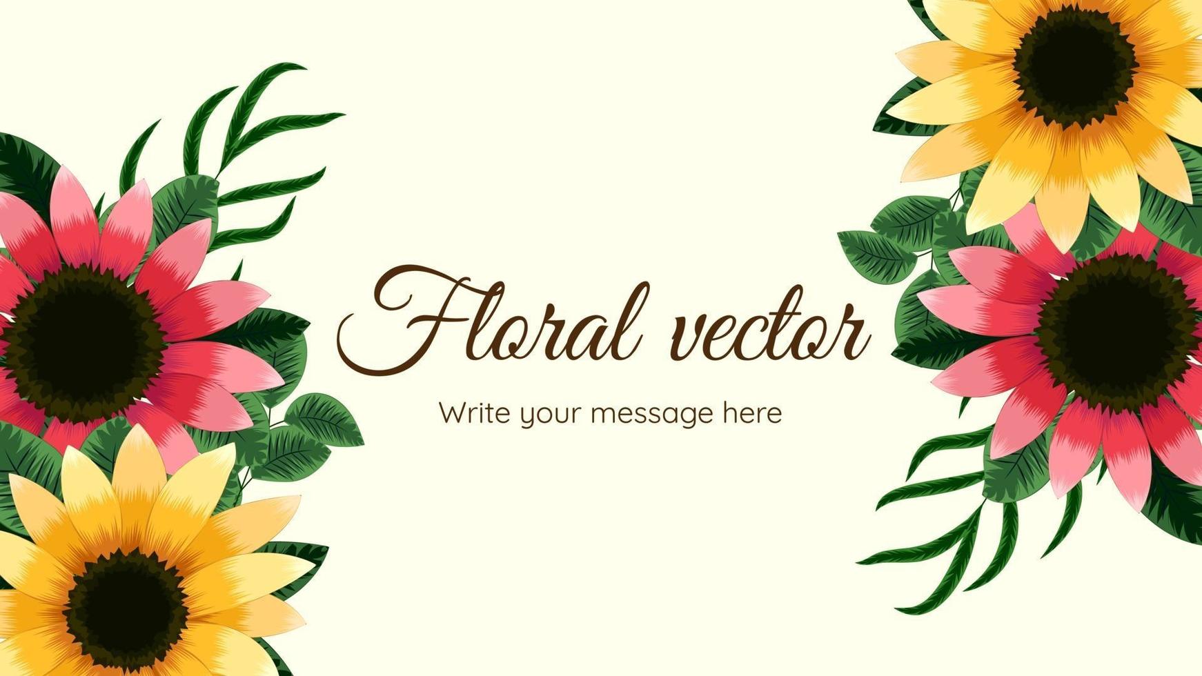 Blooming flower background template with cute floral elements design vector