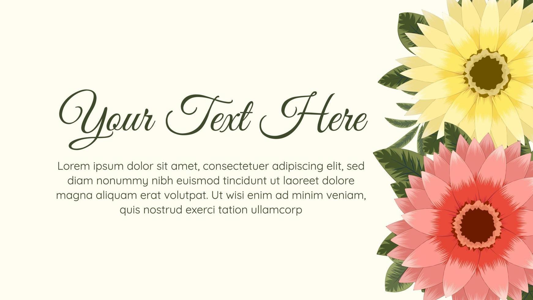 Blooming flower floral background template with place for your text vector