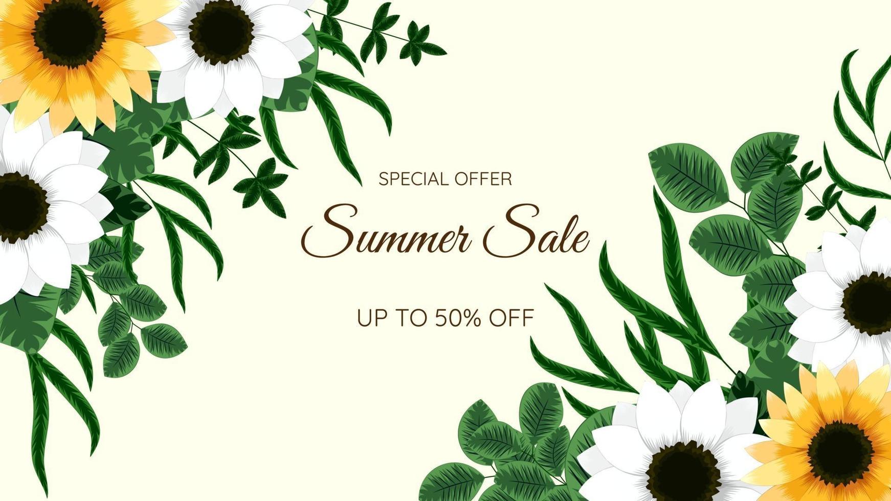 Floral border Summer Sale frame social media, poster, flyer template vector