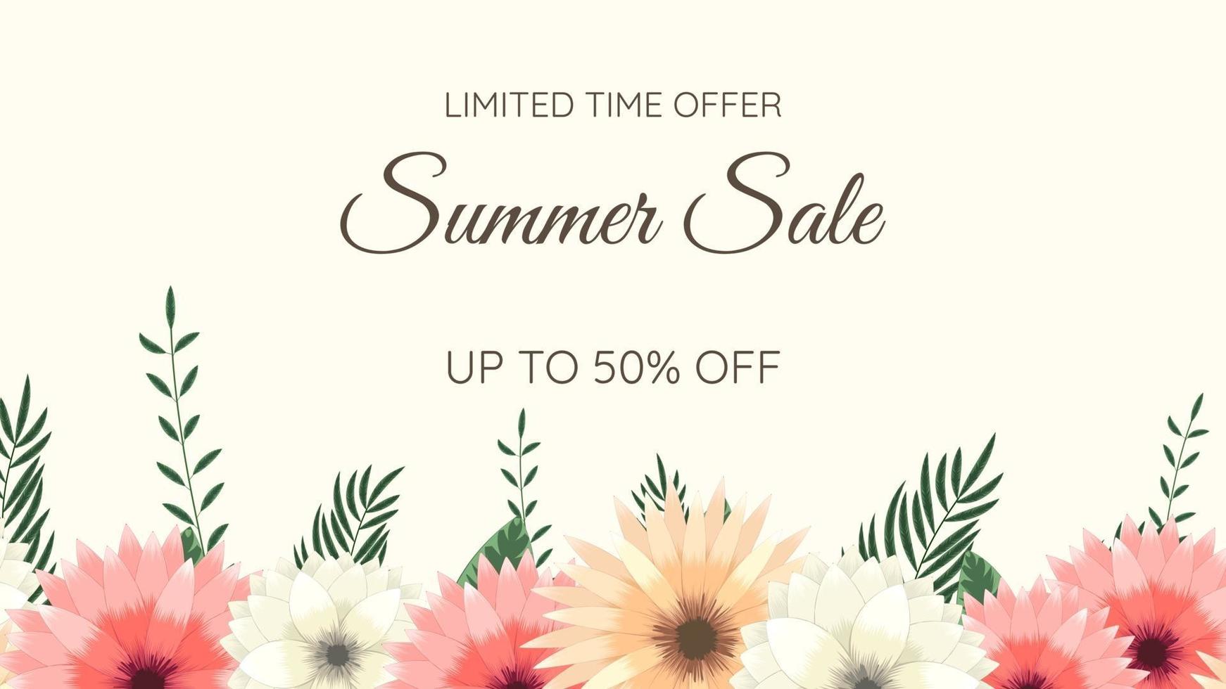 Beautiful editable floral frame summer sale background text template vector