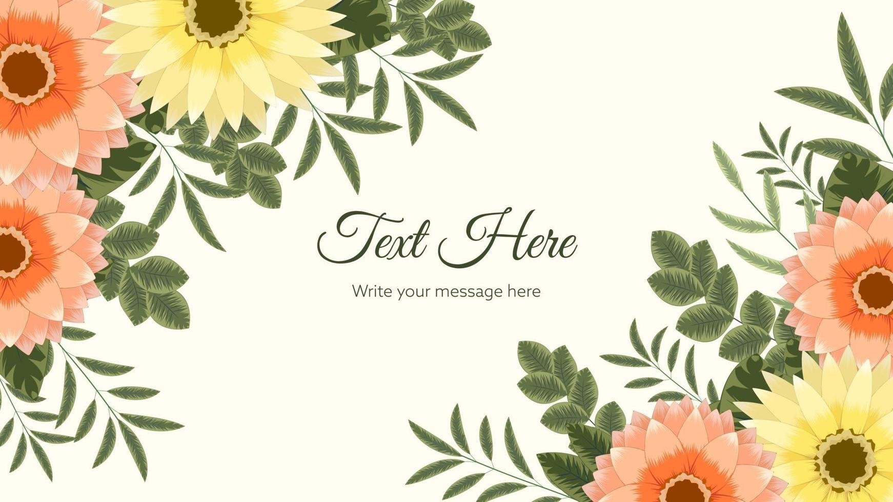 Fondo de banner floral horizontal decorado con borde de flores. vector