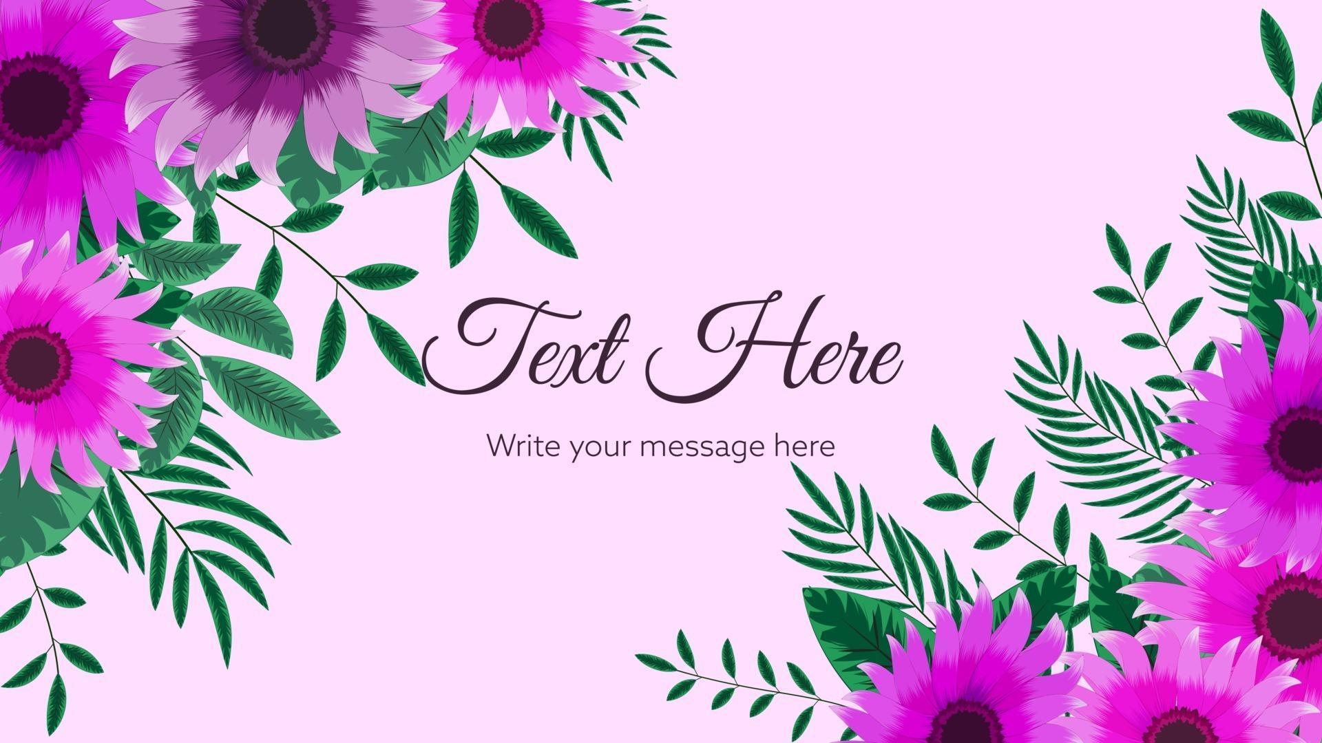 Blooming flower floral background template with place for your text