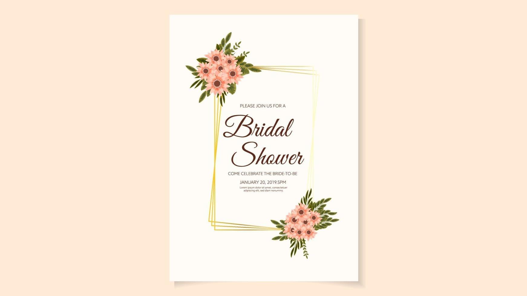 Diseño de tarjeta de invitación de despedida de soltera en flores diseño floral vector