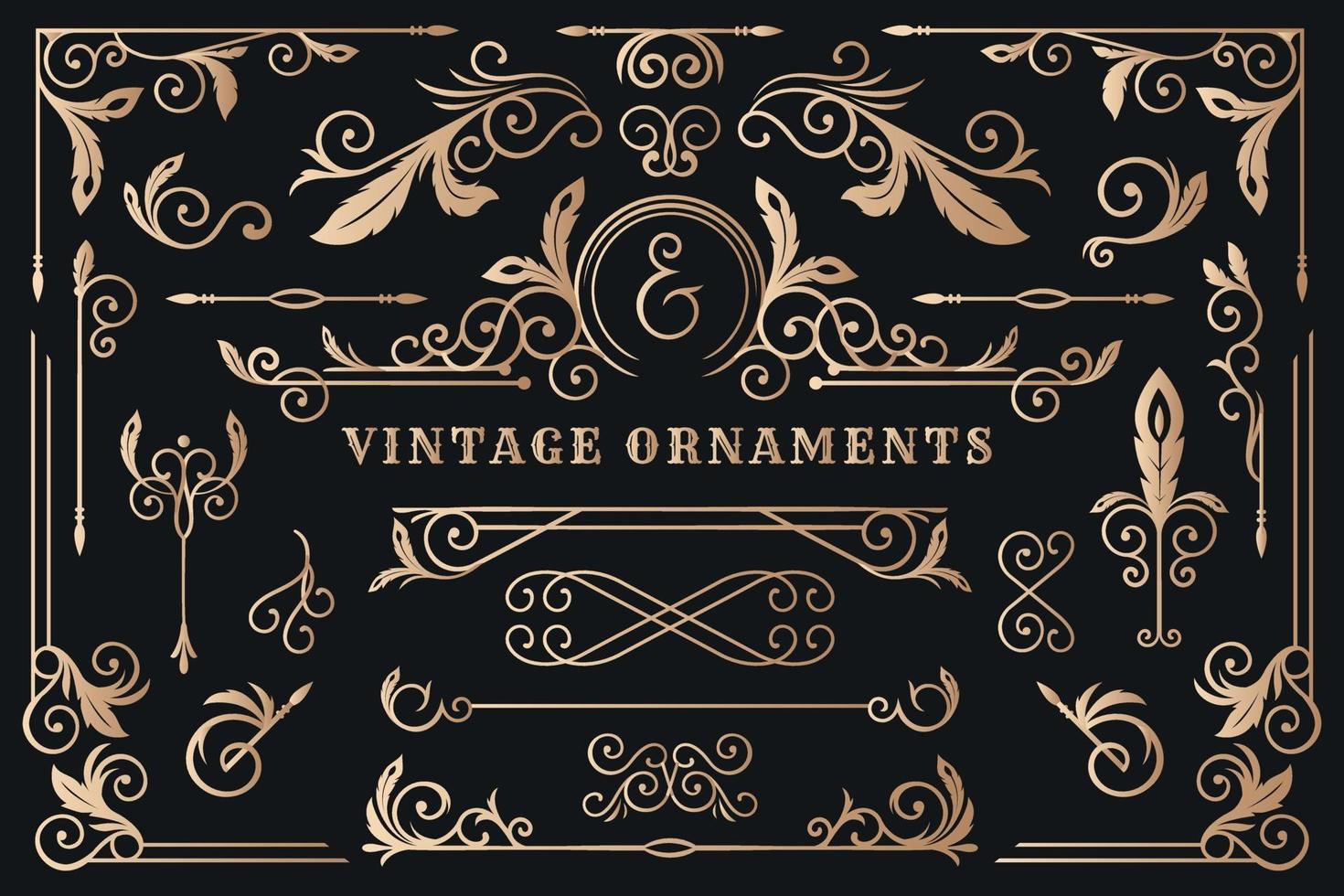 Classic ornament frame, Vintage border illustration vector