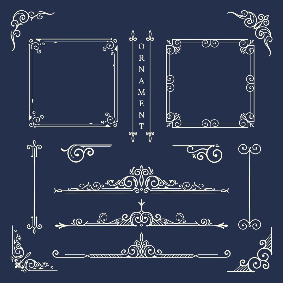 Classic ornament frame, Vintage border illustration vector