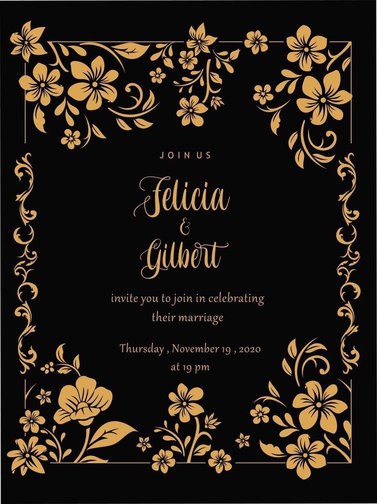 Beautiful floral wedding invitation vector